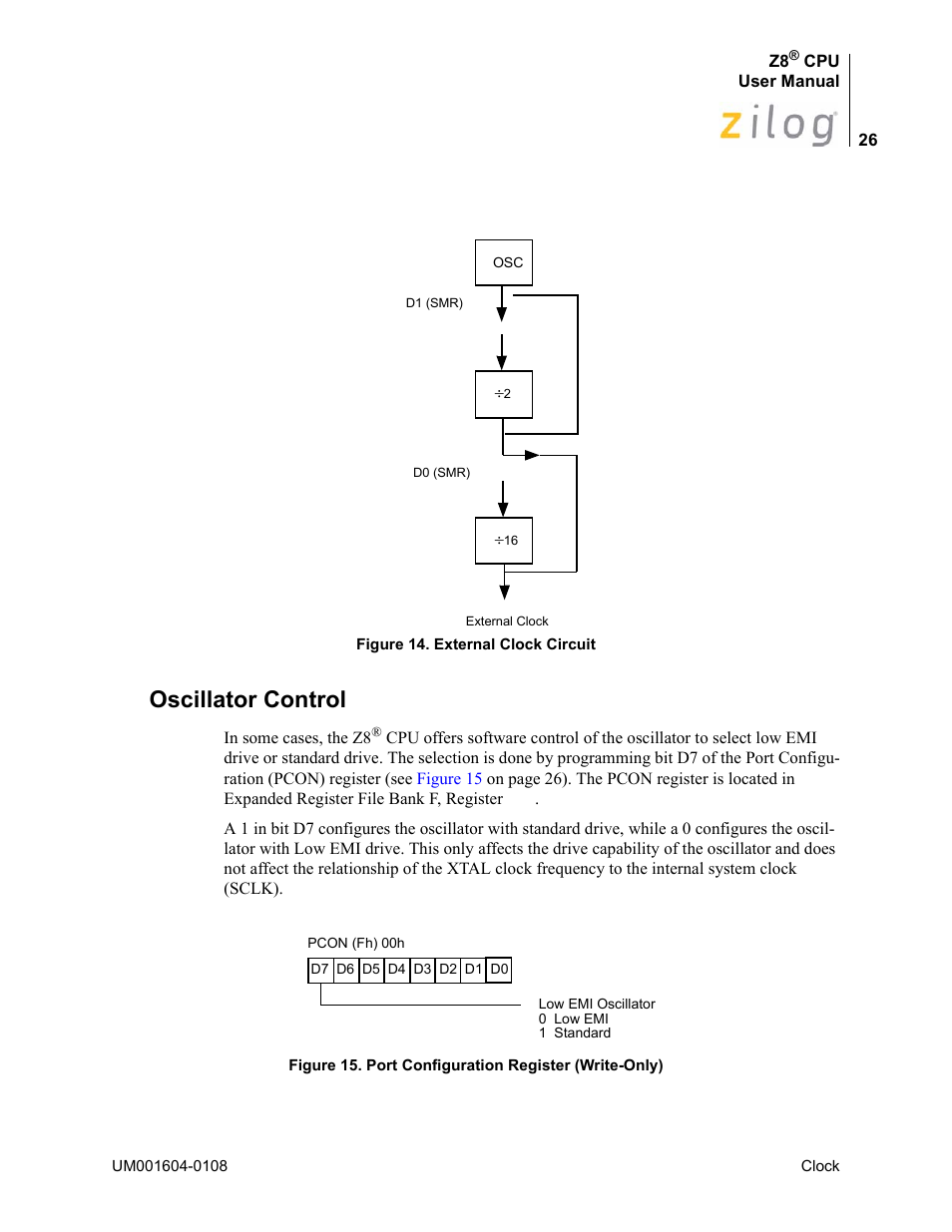 Oscillator control | Zilog Z86193 User Manual | Page 33 / 260