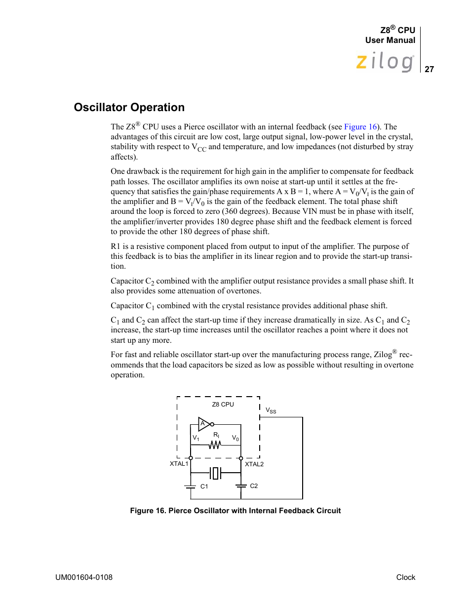 Oscillator operation | Zilog Z86193 User Manual | Page 34 / 260