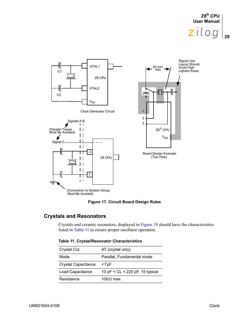 Crystals and resonators | Zilog Z86193 User Manual | Page 36 / 260