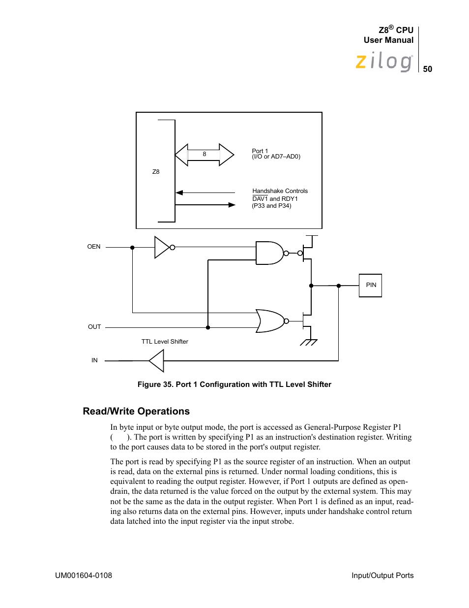 Read/write operations | Zilog Z86193 User Manual | Page 57 / 260