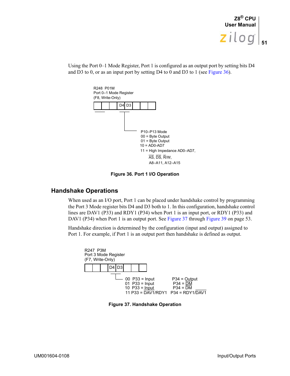 Handshake operations | Zilog Z86193 User Manual | Page 58 / 260