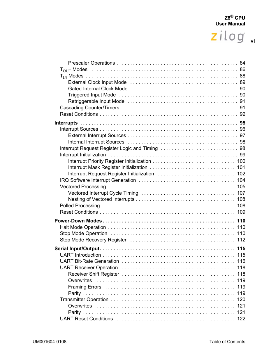 Zilog Z86193 User Manual | Page 6 / 260