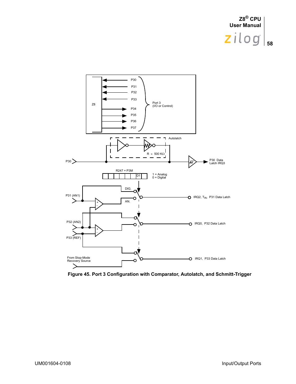 Cpu user manual, Input/output ports | Zilog Z86193 User Manual | Page 65 / 260