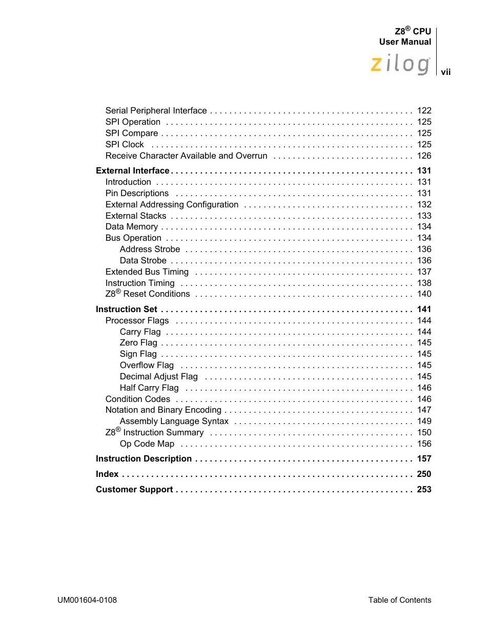 Zilog Z86193 User Manual | Page 7 / 260