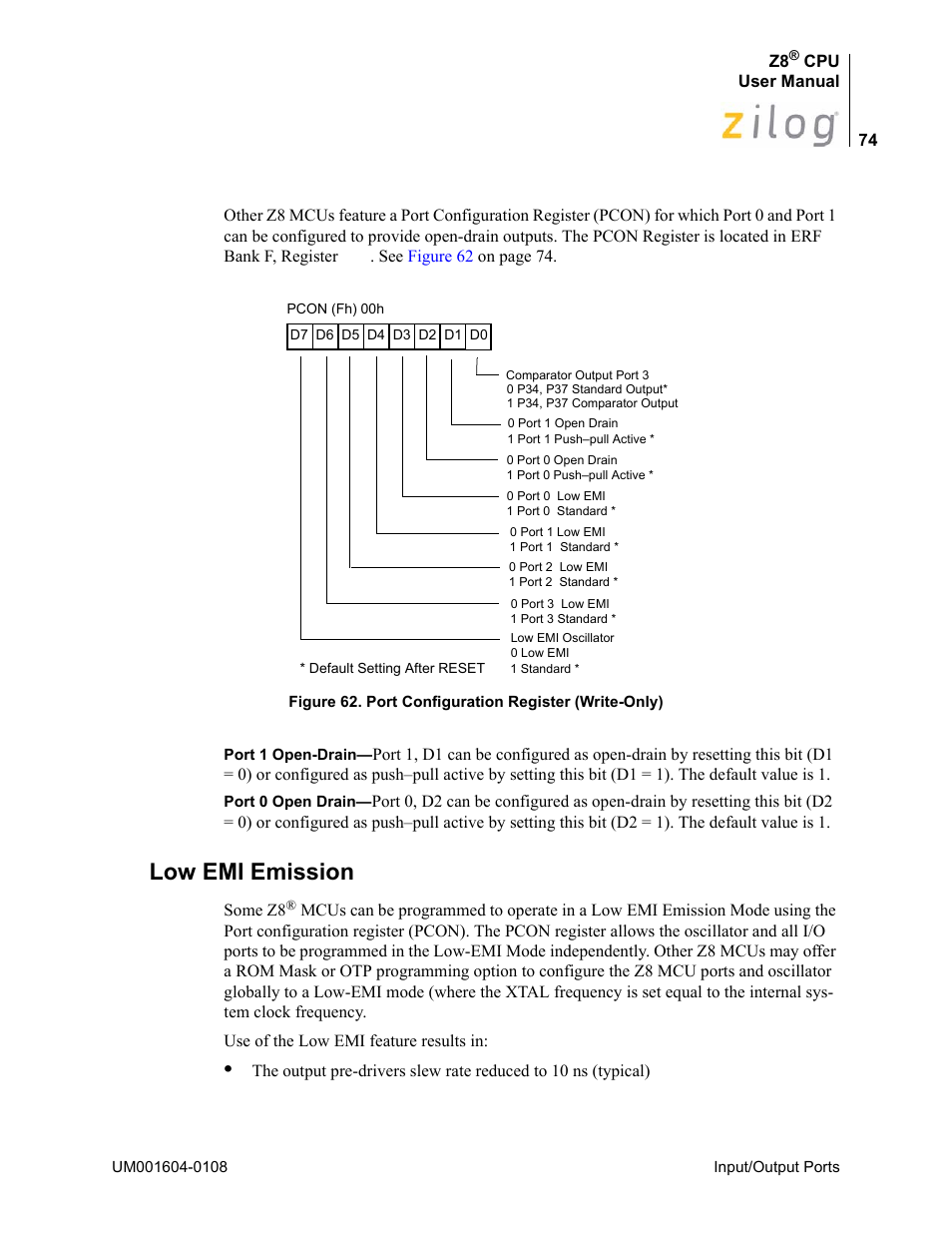 Low emi emission | Zilog Z86193 User Manual | Page 81 / 260