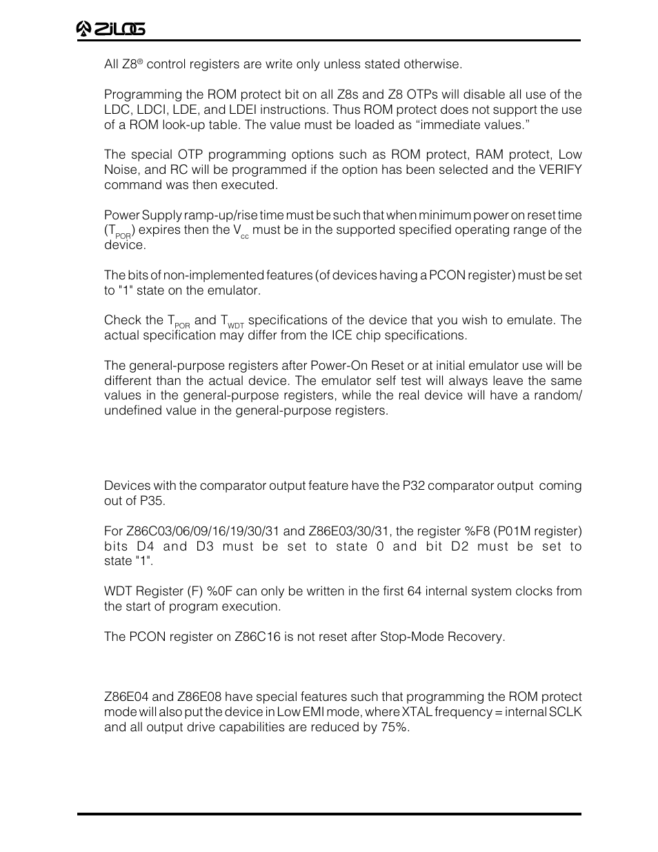 Zilog Z86E07 User Manual | Page 40 / 43