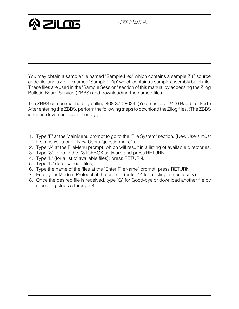 Ppendix | Zilog Z86E07 User Manual | Page 42 / 43