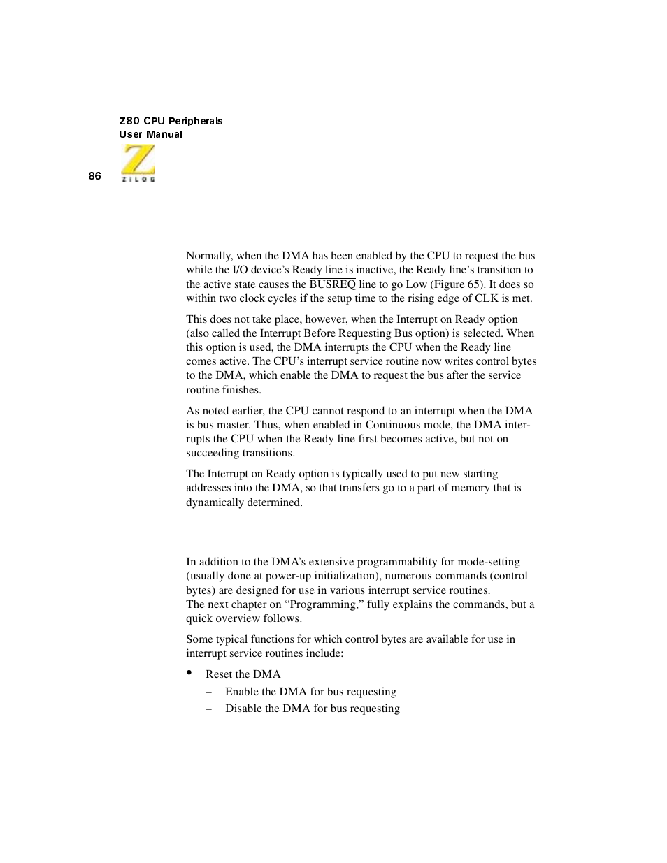 Interrupt on ready, Interrupt service routines | Zilog Z08470 User Manual | Page 104 / 330