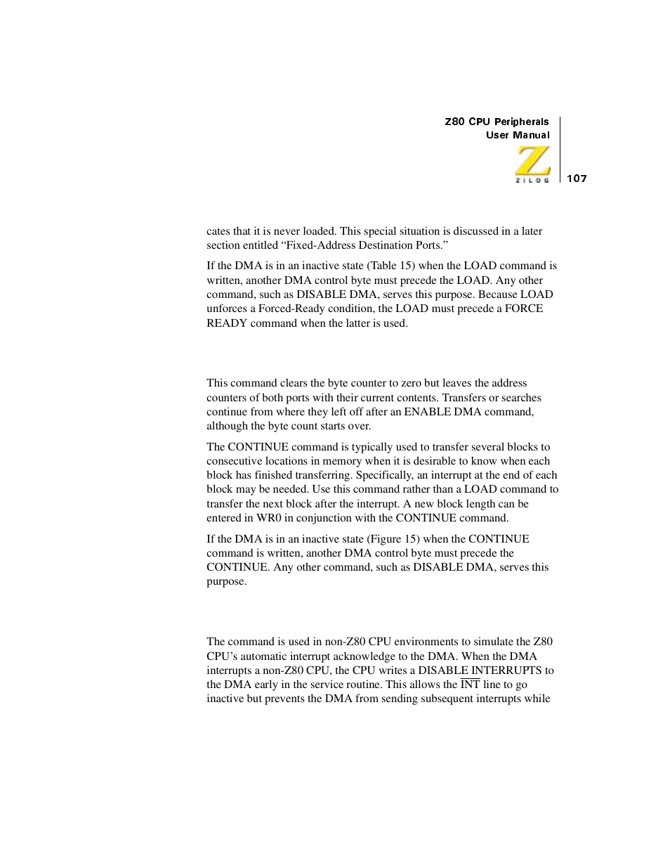 Continue (d3), Disable interrupts (af) | Zilog Z08470 User Manual | Page 125 / 330