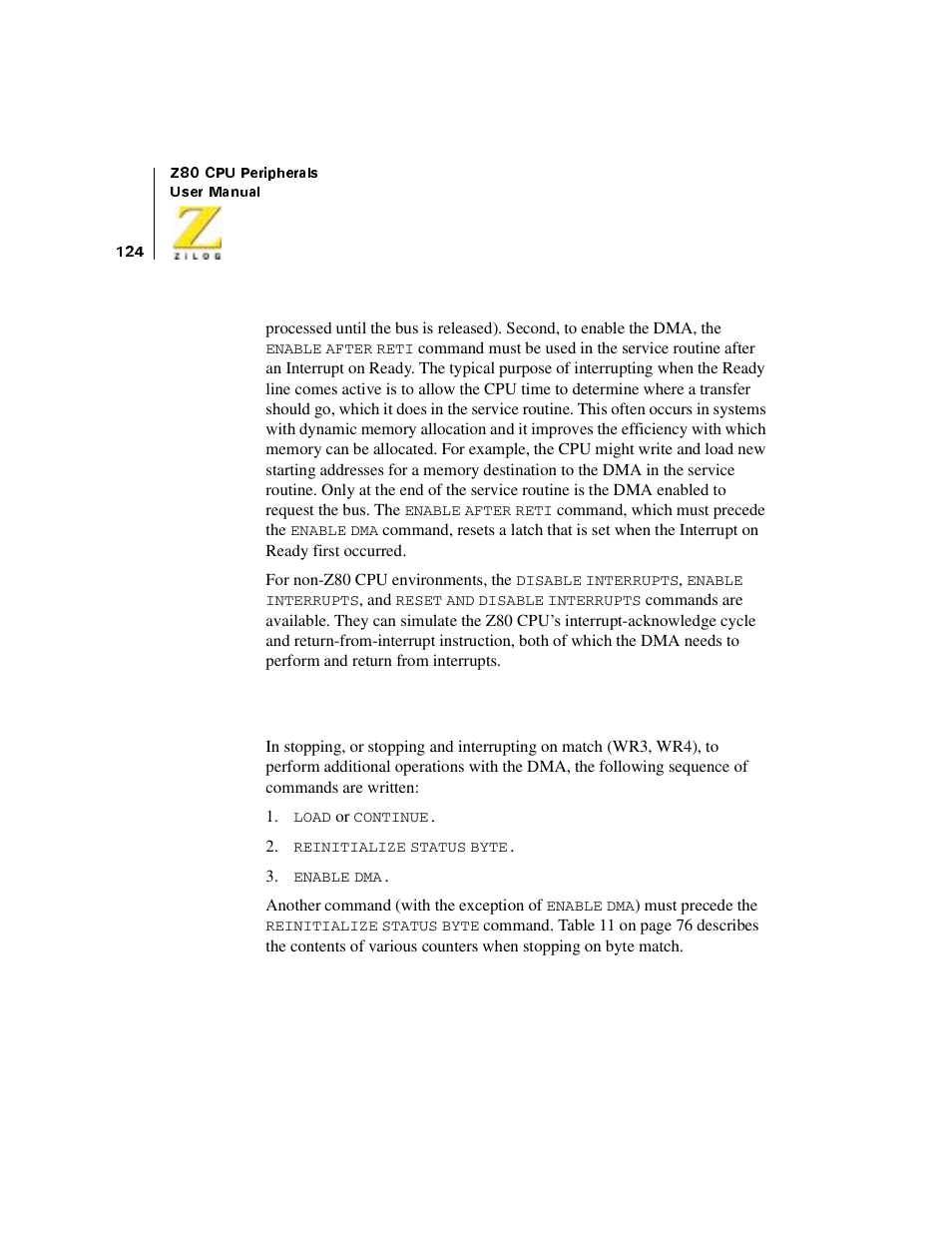 Byte matching (searches) | Zilog Z08470 User Manual | Page 142 / 330