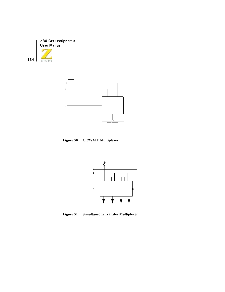 Figure 51. simultaneous transfer multiplexer, Figure 50, Figure 51 | Zilog Z08470 User Manual | Page 152 / 330