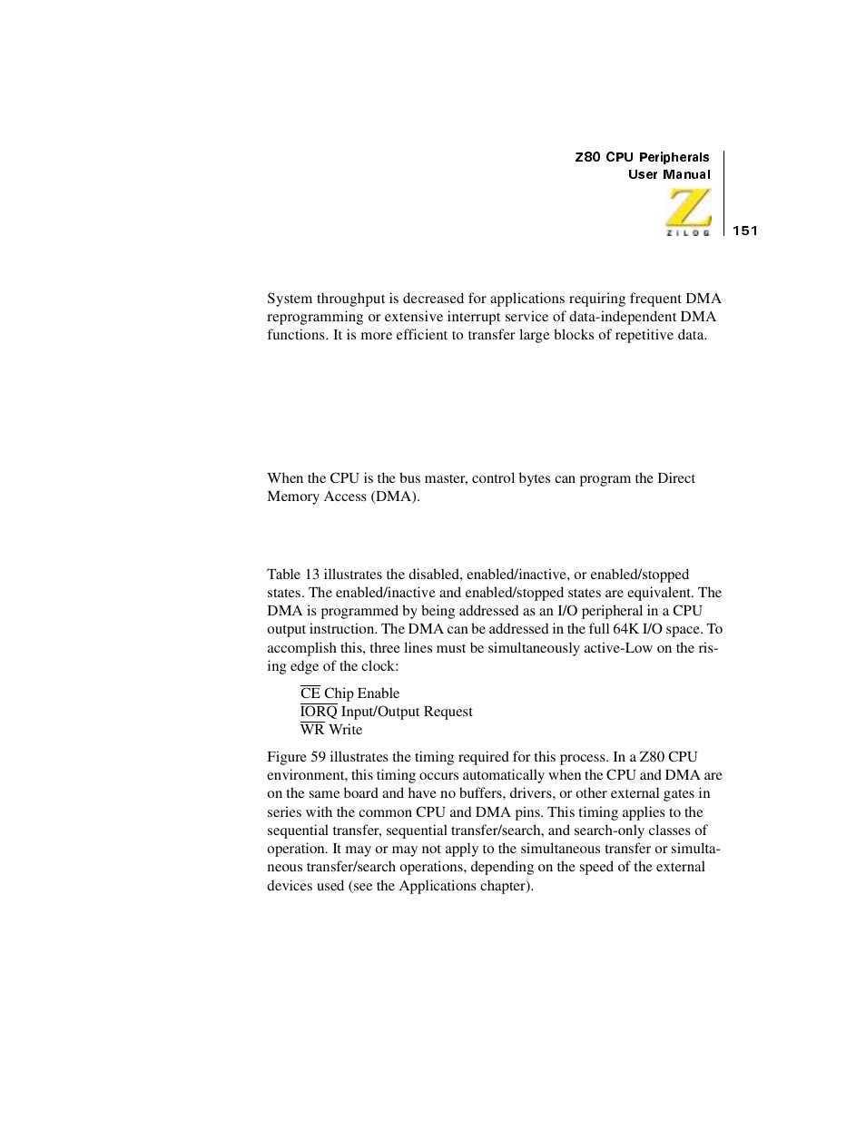 Timing, The cpu as bus master, Timing the cpu as bus master | Zilog Z08470 User Manual | Page 169 / 330