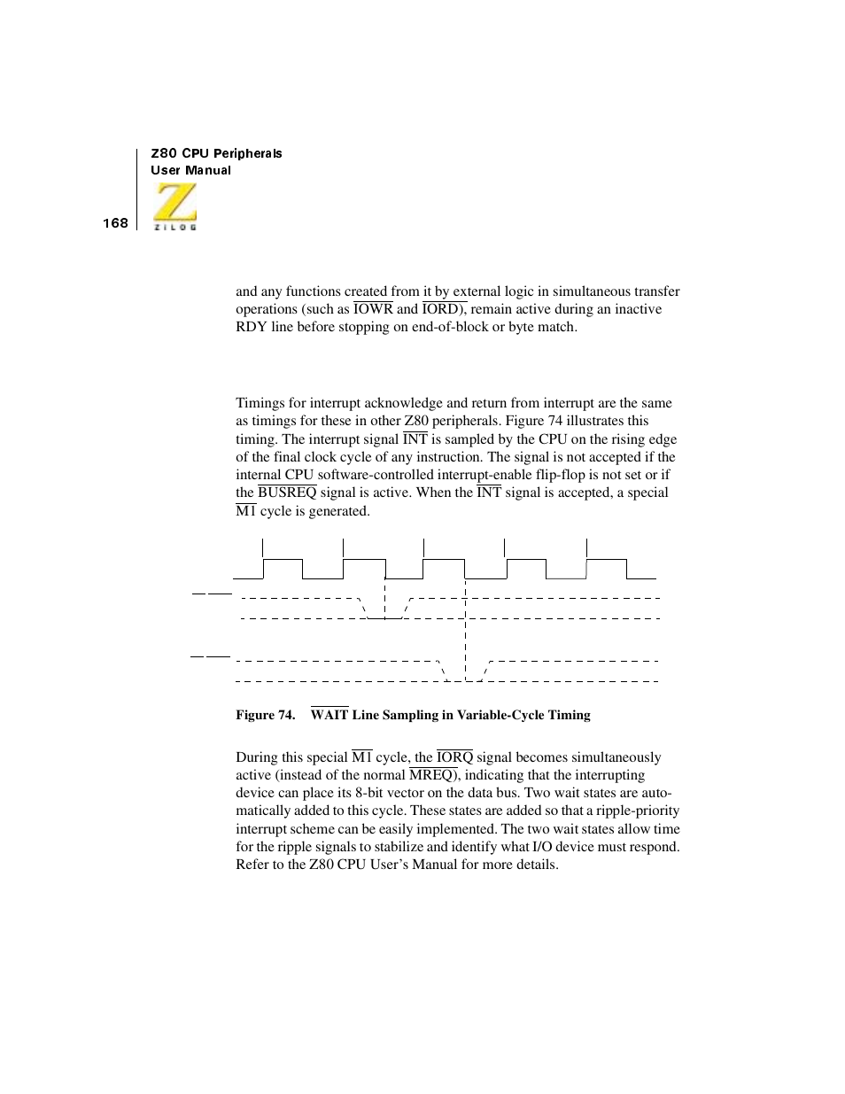 Wait, Interrupts | Zilog Z08470 User Manual | Page 186 / 330