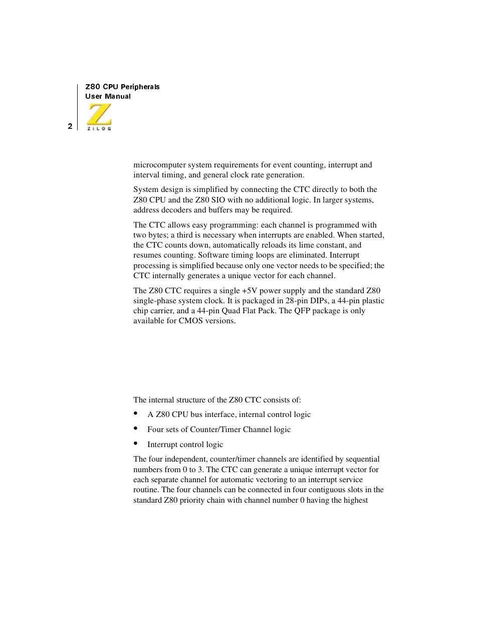 Ctc architecture, Overview, Ctc architecture overview | Zilog Z08470 User Manual | Page 20 / 330