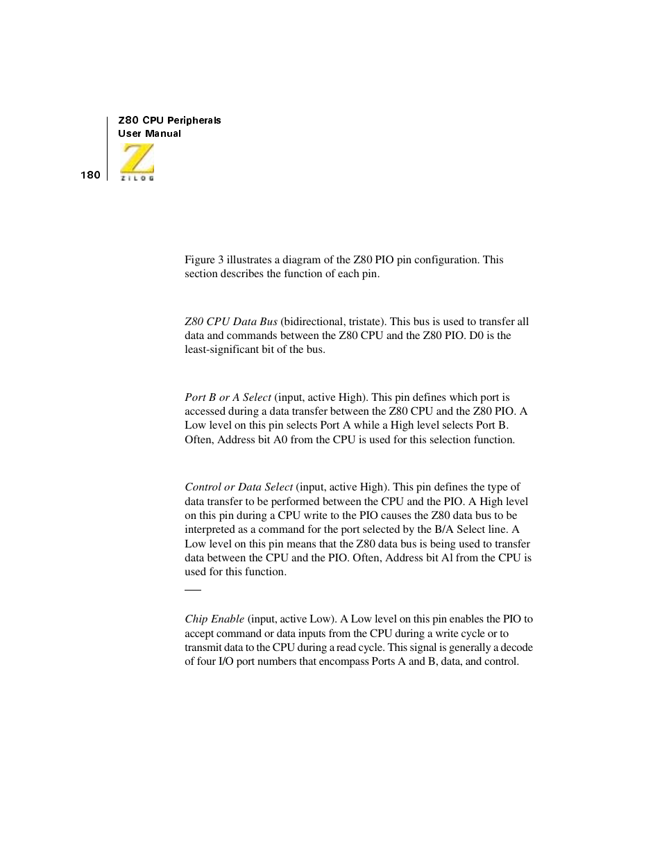 Pin description | Zilog Z08470 User Manual | Page 200 / 330