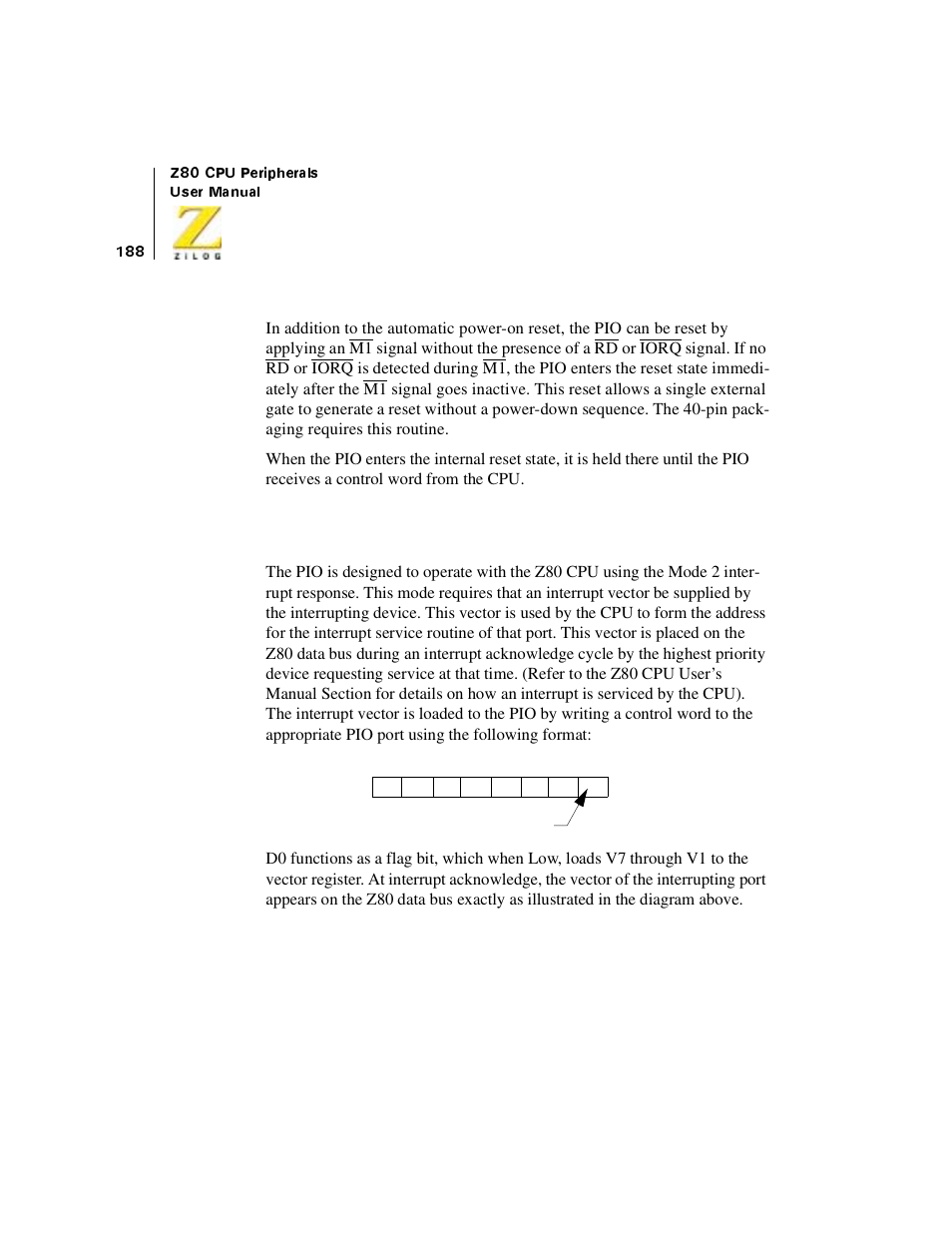 Loading the interrupt vector | Zilog Z08470 User Manual | Page 208 / 330