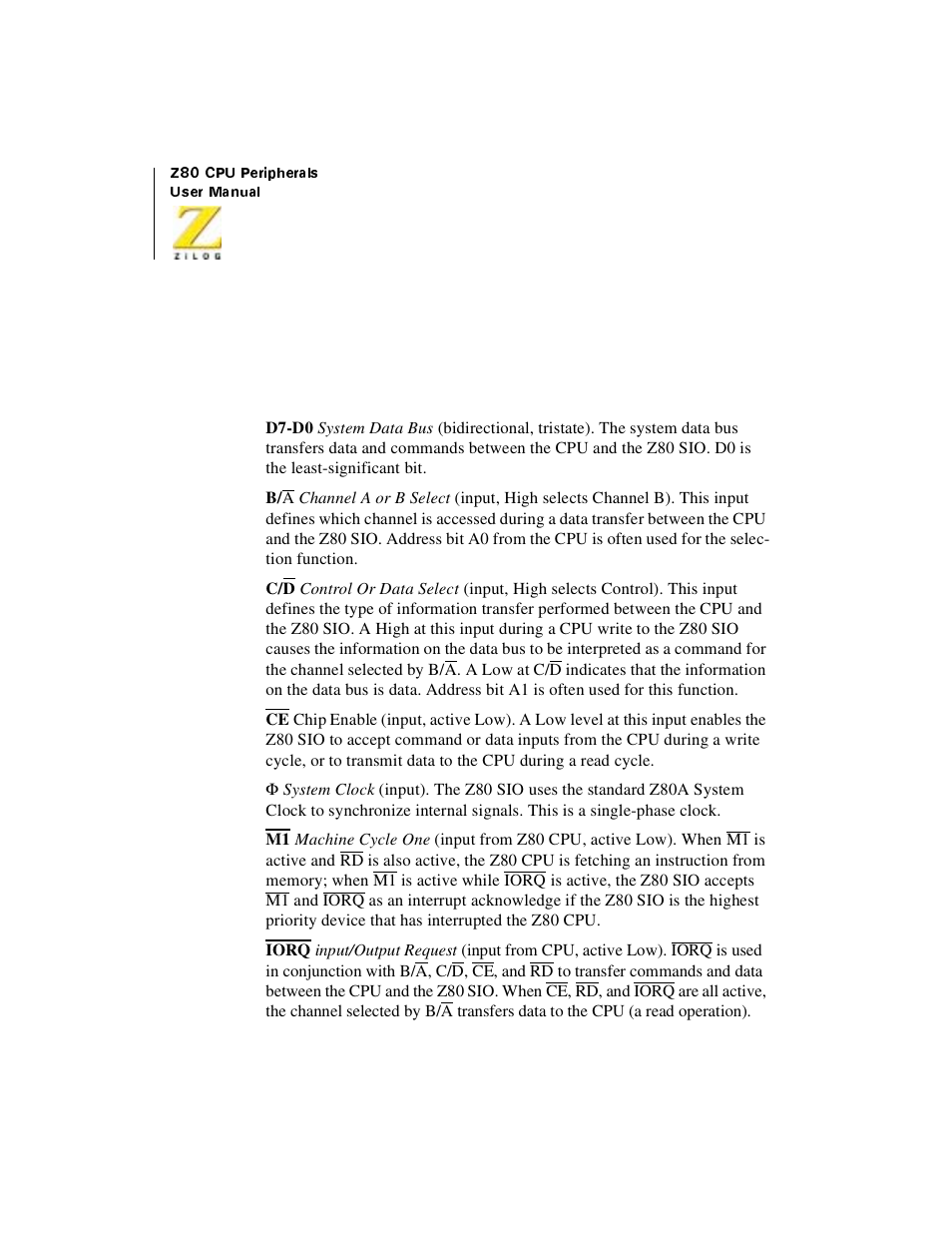 Pin description, Pin functions, Pin description pin functions | Zilog Z08470 User Manual | Page 230 / 330
