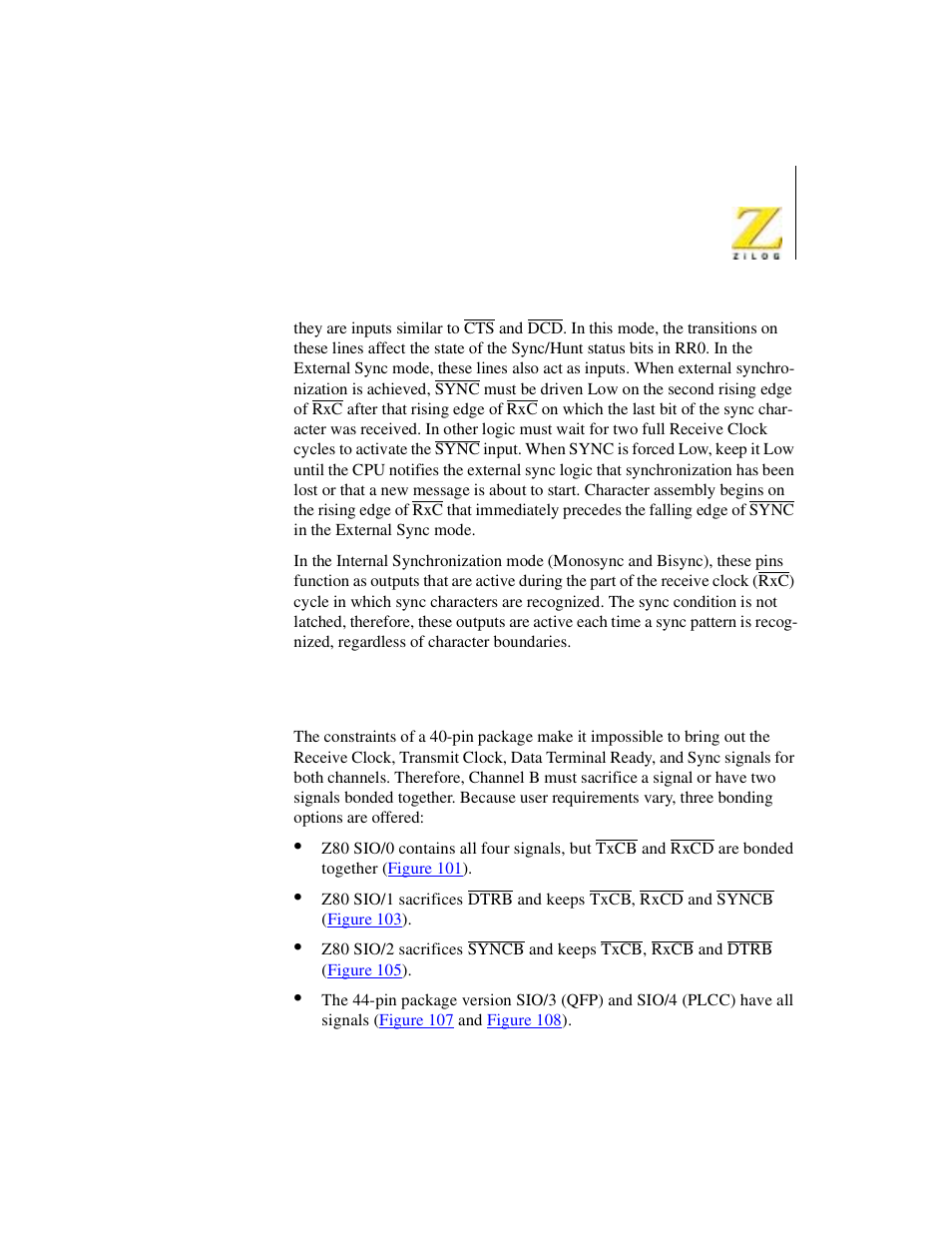 Bonding options | Zilog Z08470 User Manual | Page 233 / 330