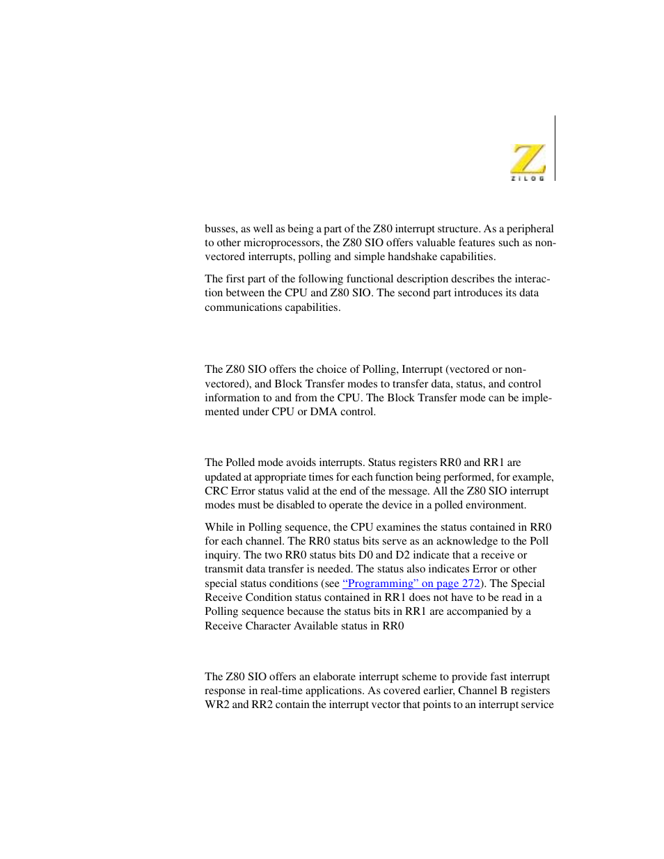 I/o capabilities | Zilog Z08470 User Manual | Page 247 / 330