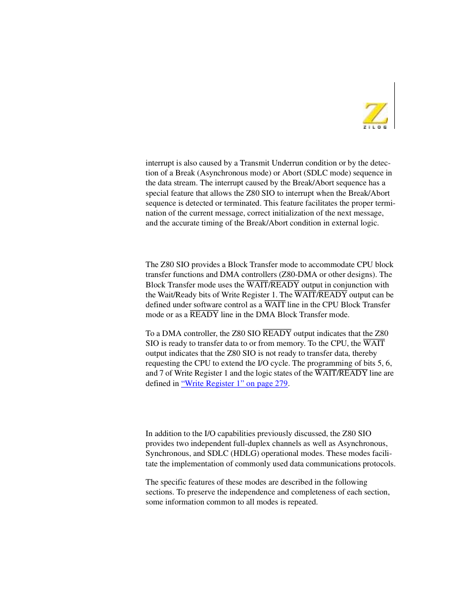 Data communications capabilities | Zilog Z08470 User Manual | Page 249 / 330