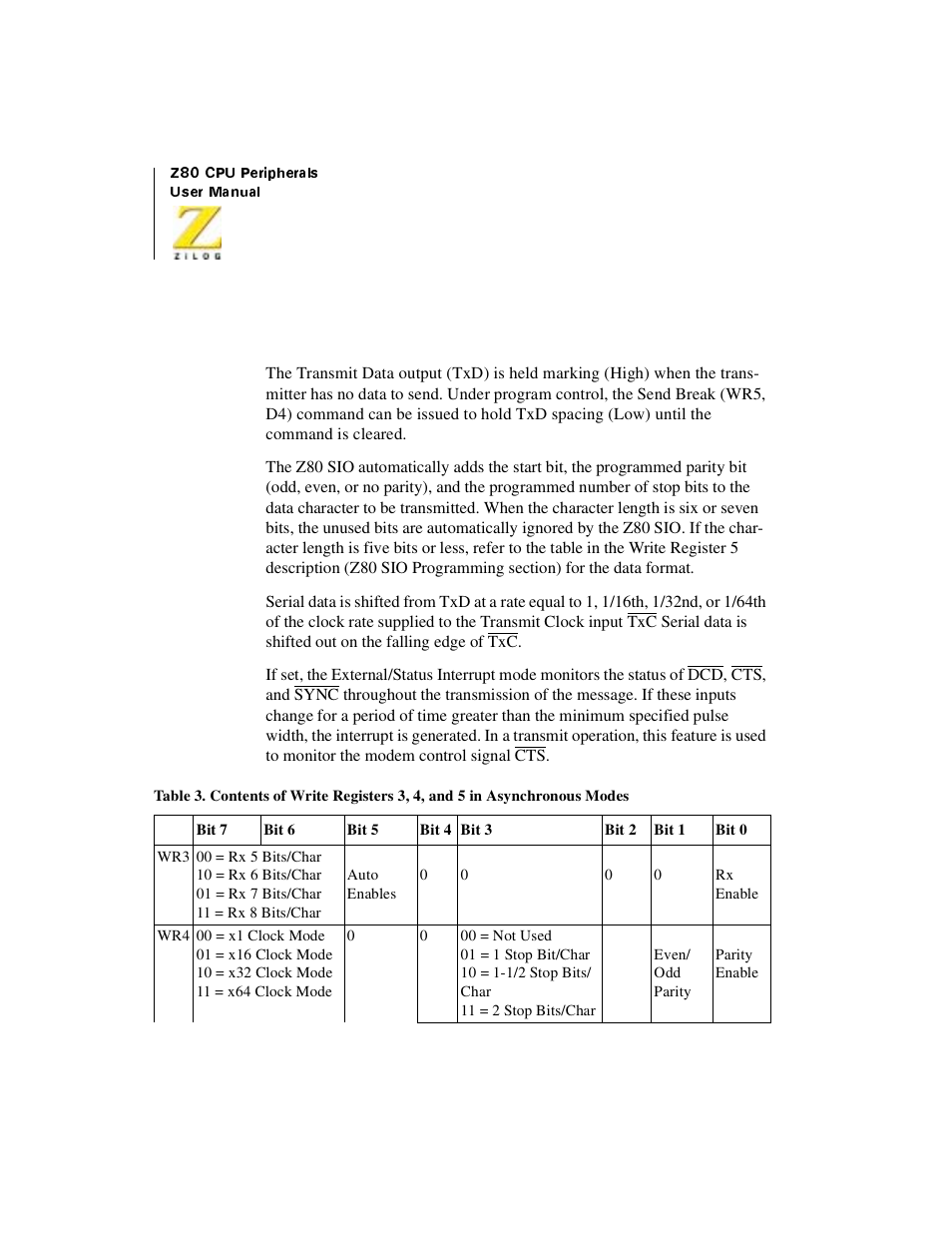 Asynchronous transmit, Table 22 | Zilog Z08470 User Manual | Page 252 / 330