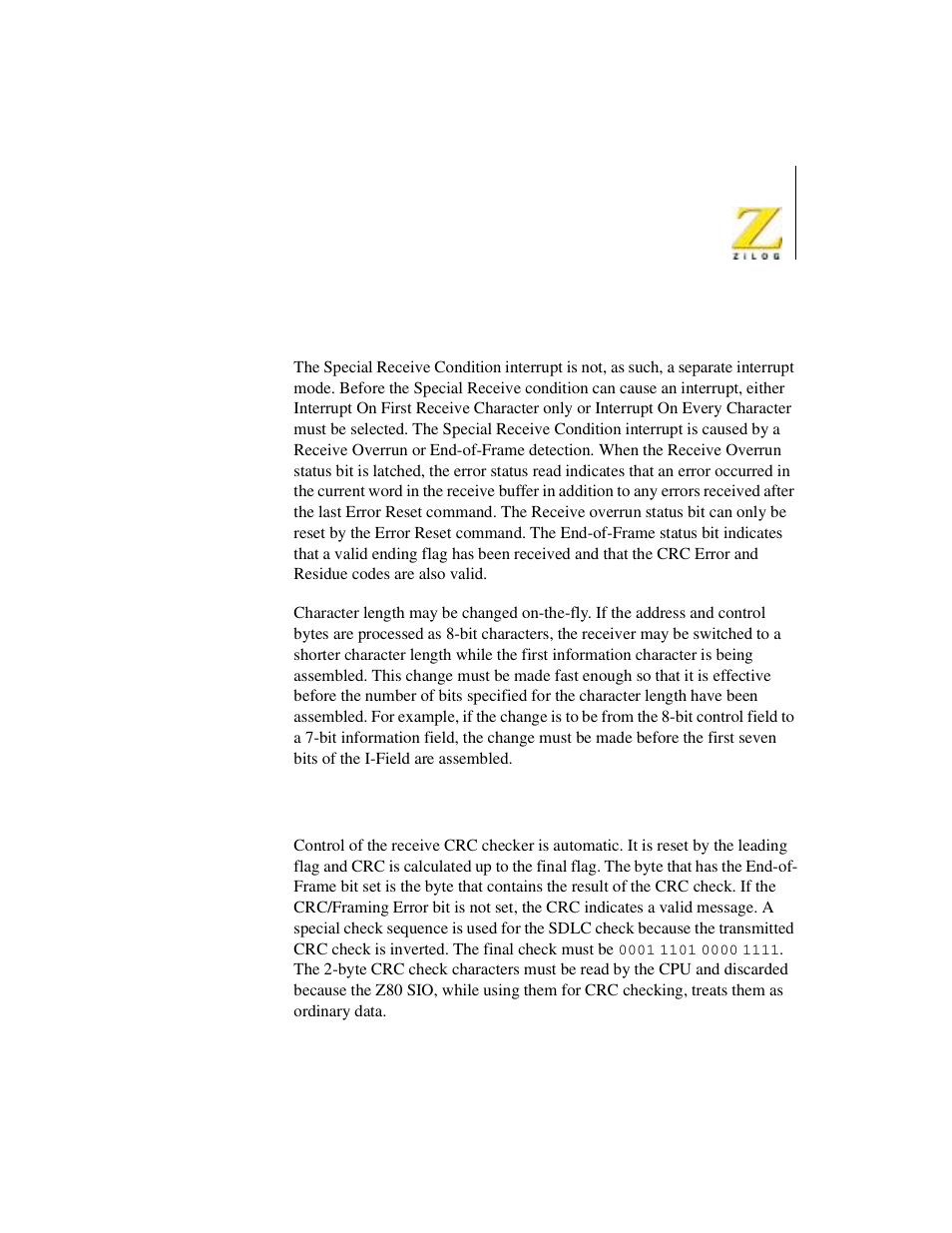 Zilog Z08470 User Manual | Page 287 / 330