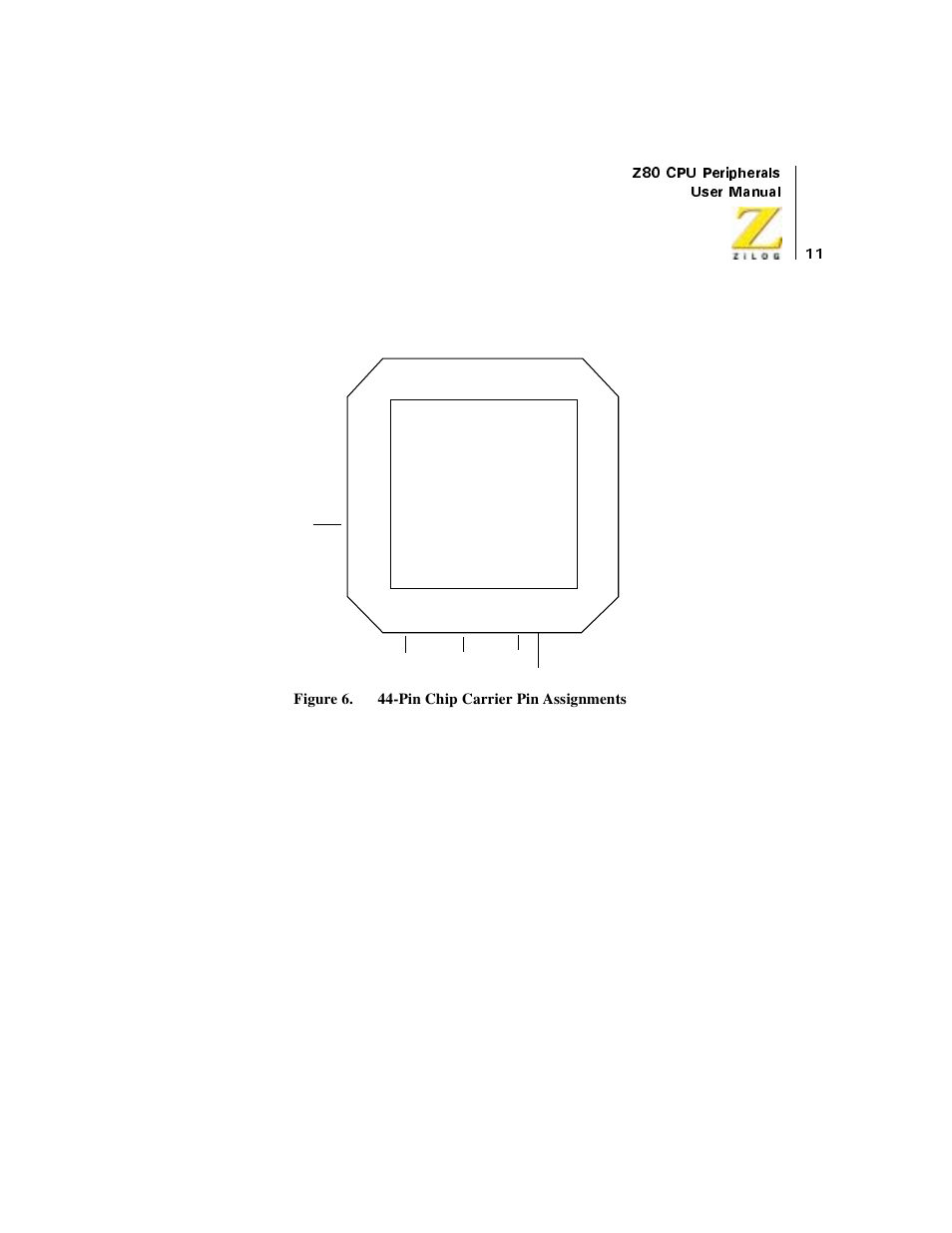 Figure 6, Pin chip carrier pin assignments, Z80 ctc | Zilog Z08470 User Manual | Page 29 / 330