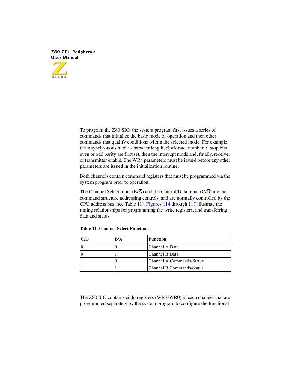 Programming, Overview, Write registers | Overview write registers, Table 30, Channel select functions, Programming overview | Zilog Z08470 User Manual | Page 292 / 330
