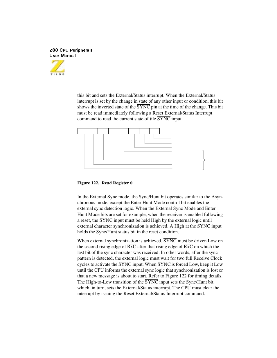 Figure 122. read register 0 | Zilog Z08470 User Manual | Page 314 / 330
