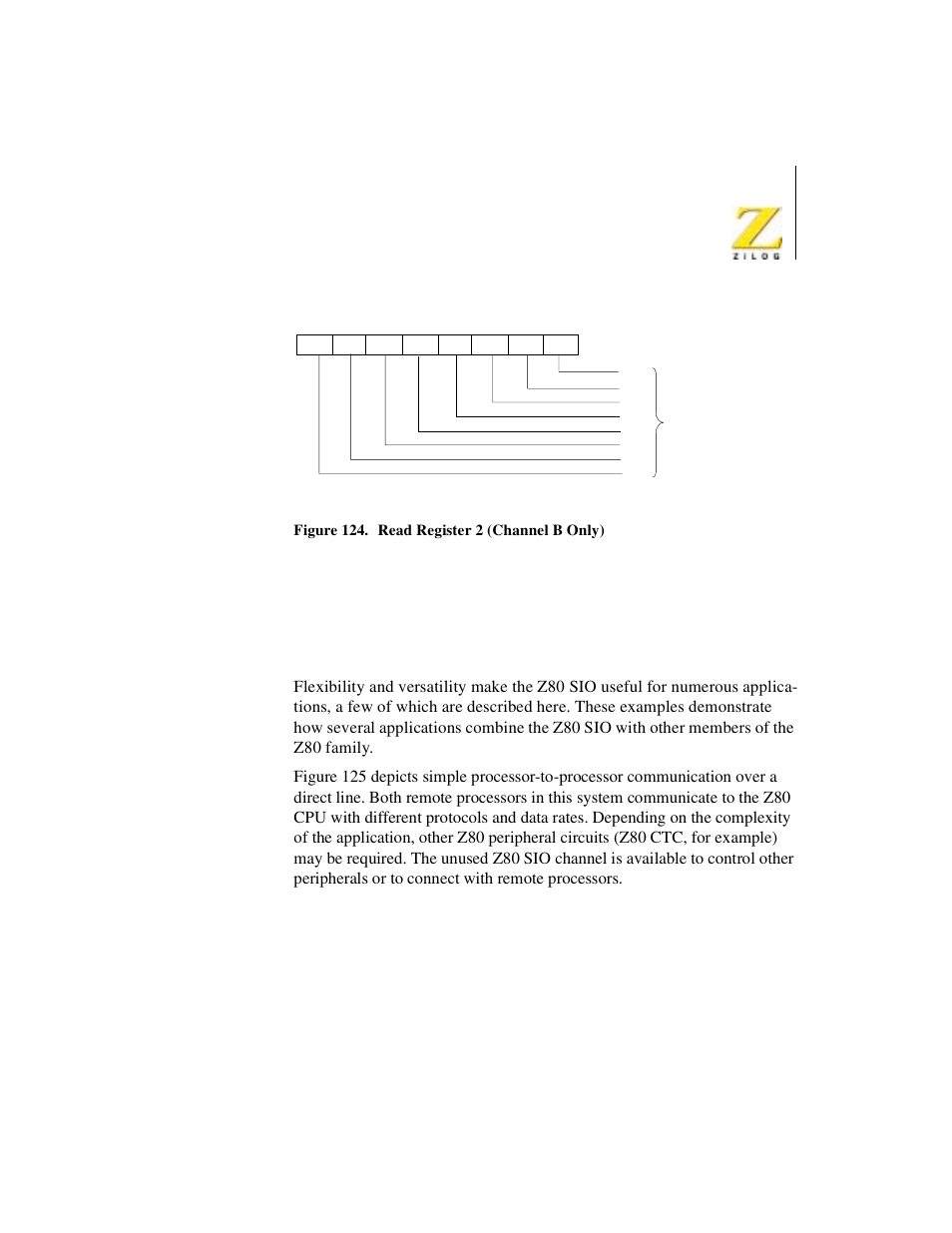 Applications, Overview, Figure 124. read register 2 (channel b only) | Applications overview | Zilog Z08470 User Manual | Page 321 / 330