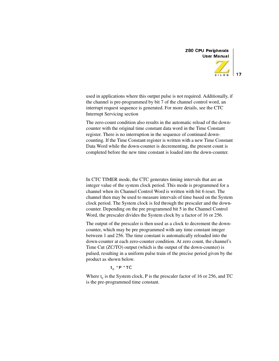 Ctc timer mode | Zilog Z08470 User Manual | Page 35 / 330