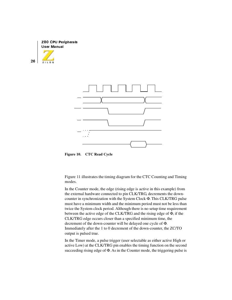 Ctc counting and timing, Figure 10. ctc read cycle | Zilog Z08470 User Manual | Page 44 / 330