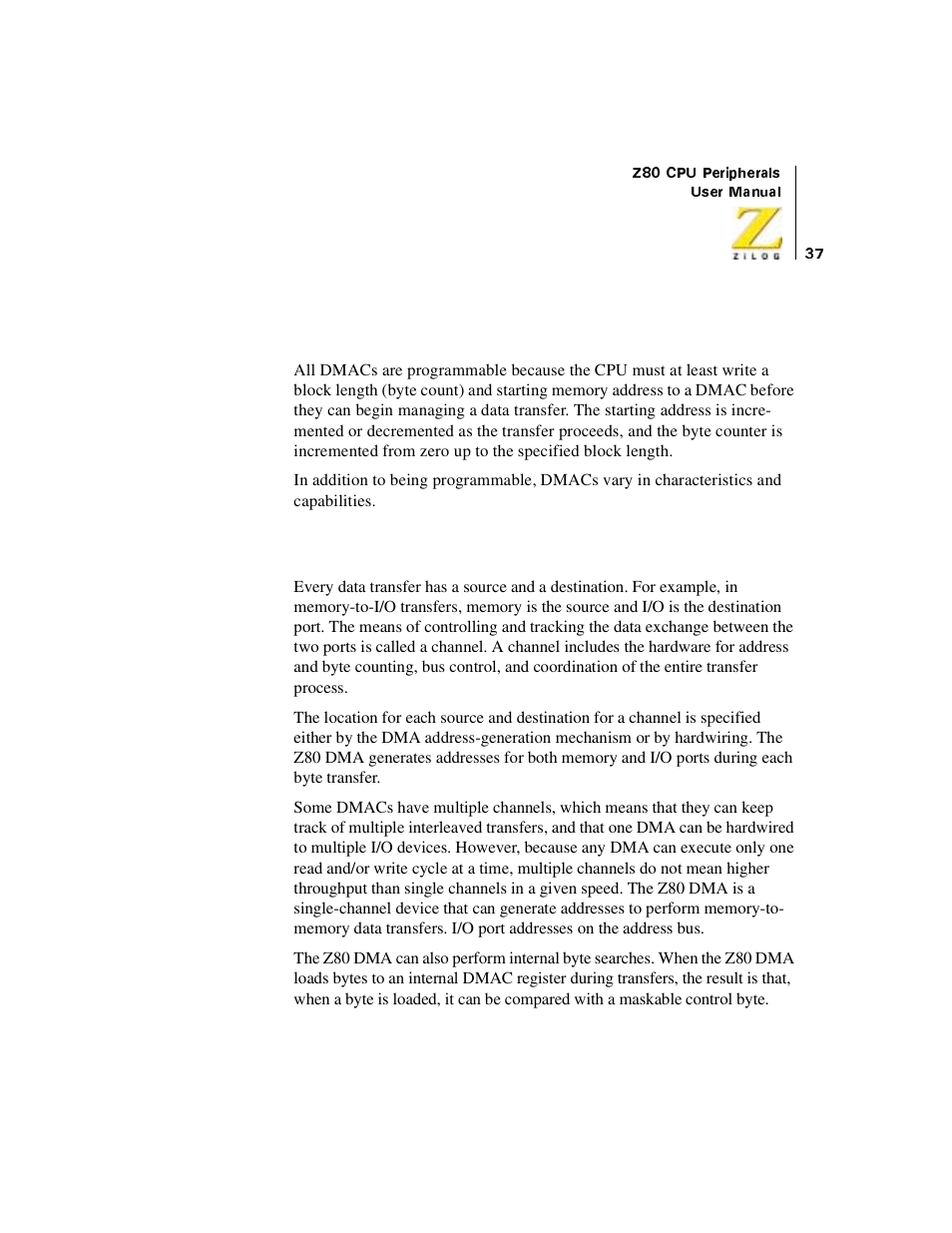 Dma characteristics, Ports and channels | Zilog Z08470 User Manual | Page 55 / 330