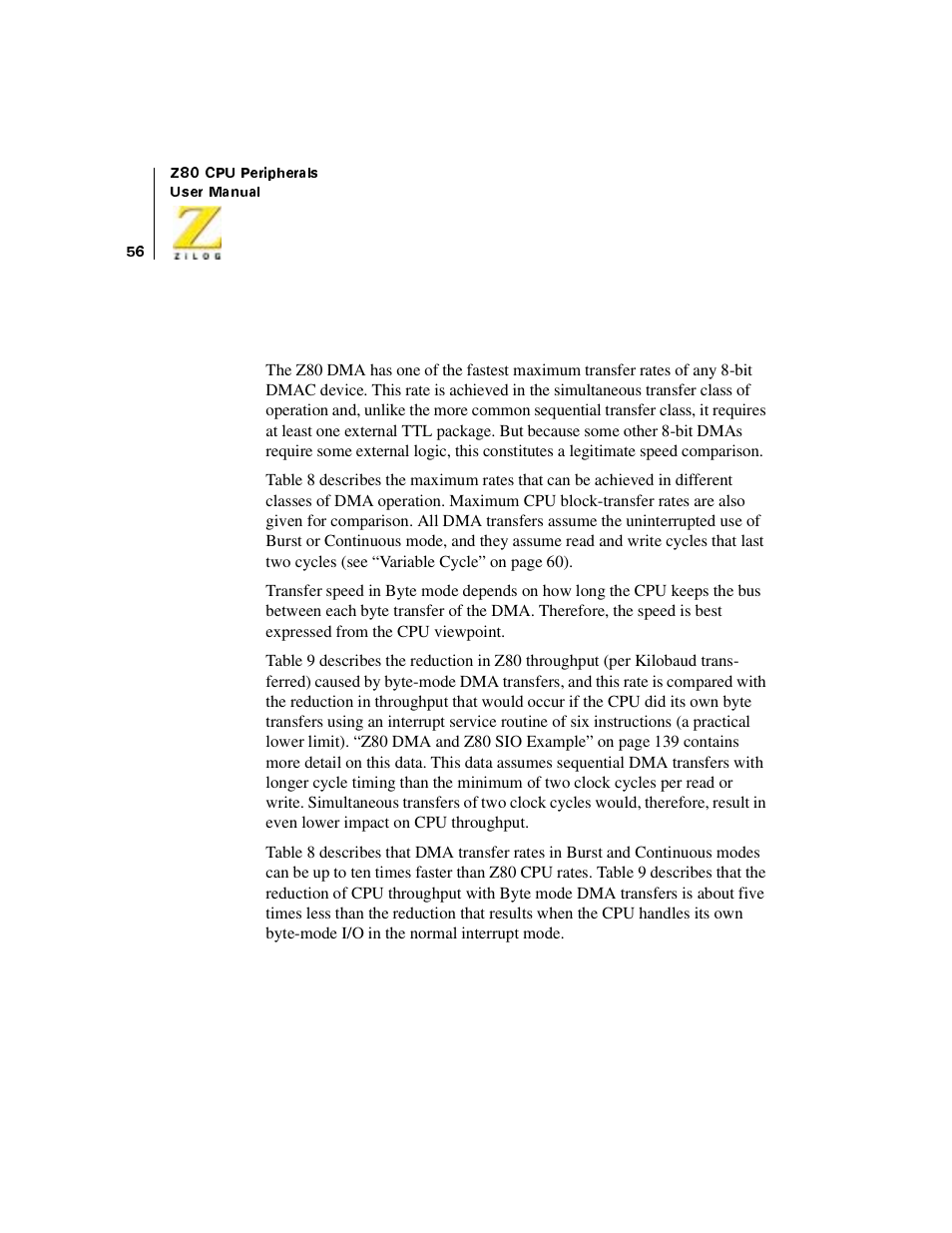 Transfer speed | Zilog Z08470 User Manual | Page 74 / 330