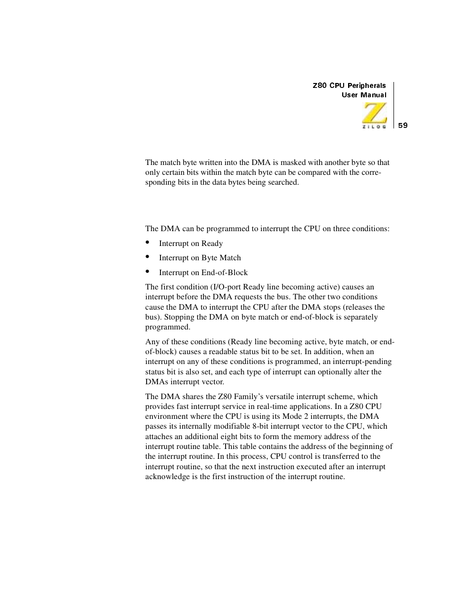 Interrupts | Zilog Z08470 User Manual | Page 77 / 330