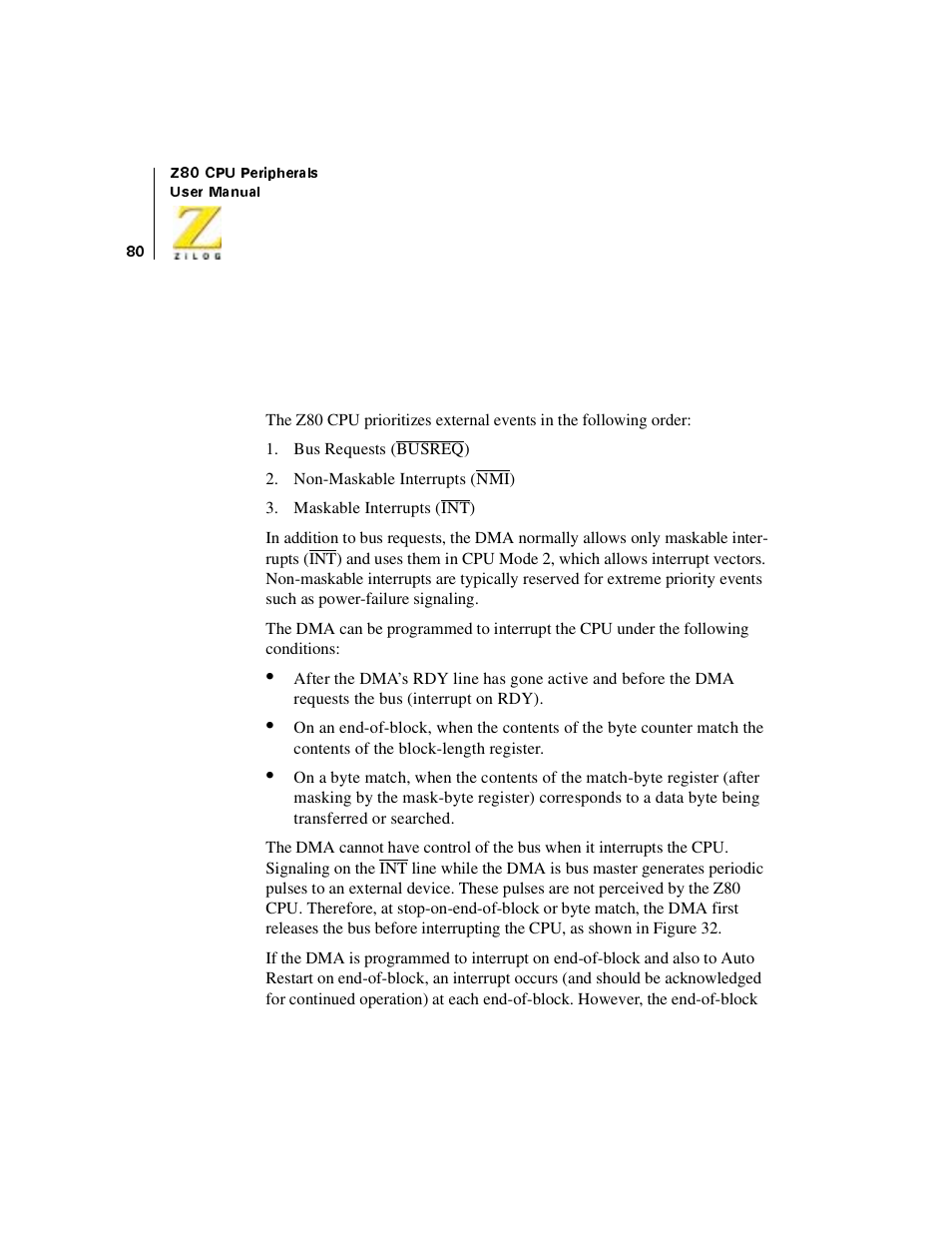 Interrupts | Zilog Z08470 User Manual | Page 98 / 330