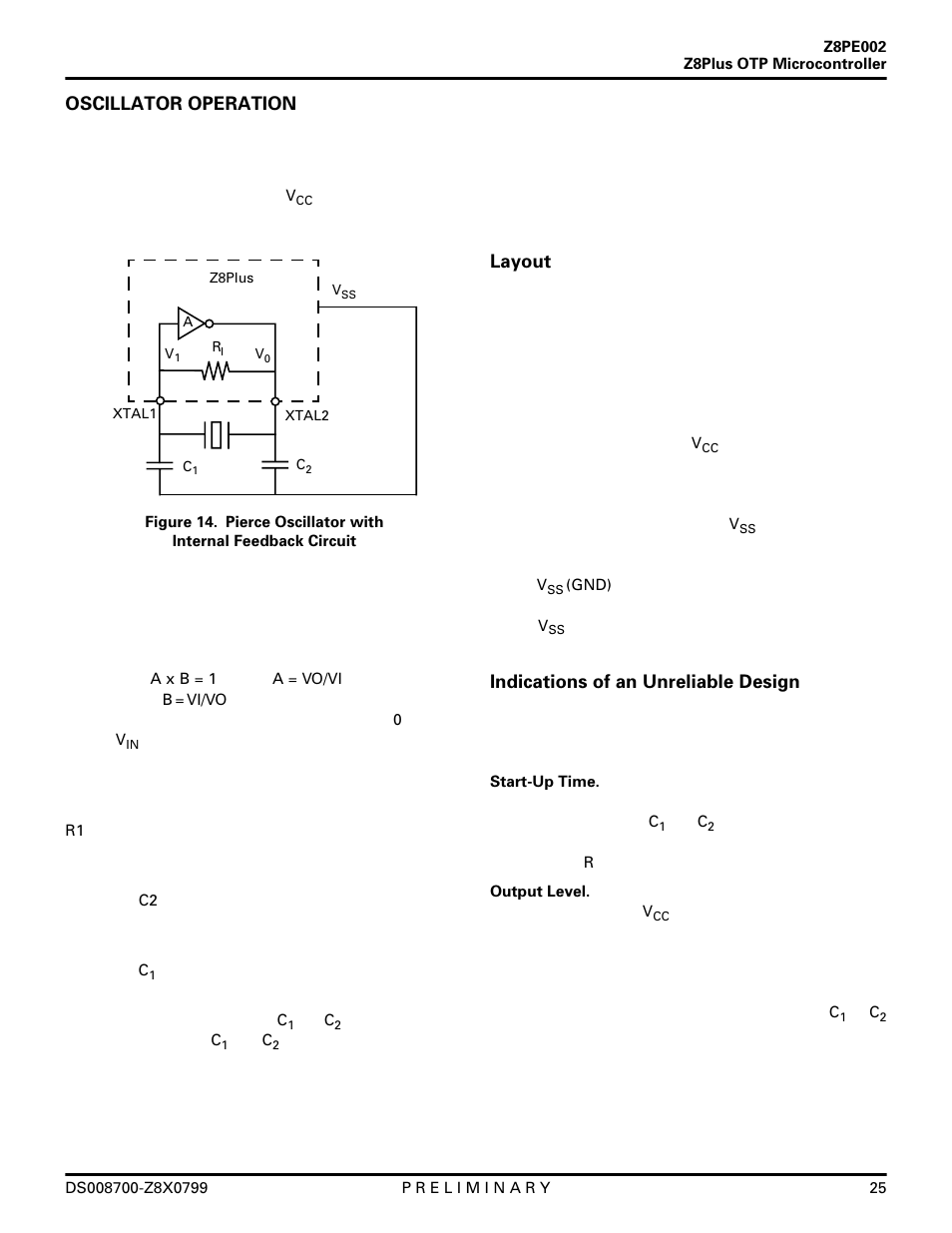 Oscillator operation | Zilog Z8PE002 User Manual | Page 25 / 48