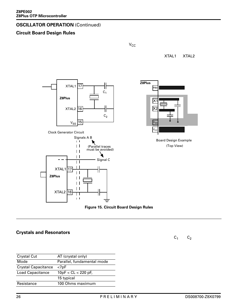 Crystals and resonators | Zilog Z8PE002 User Manual | Page 26 / 48