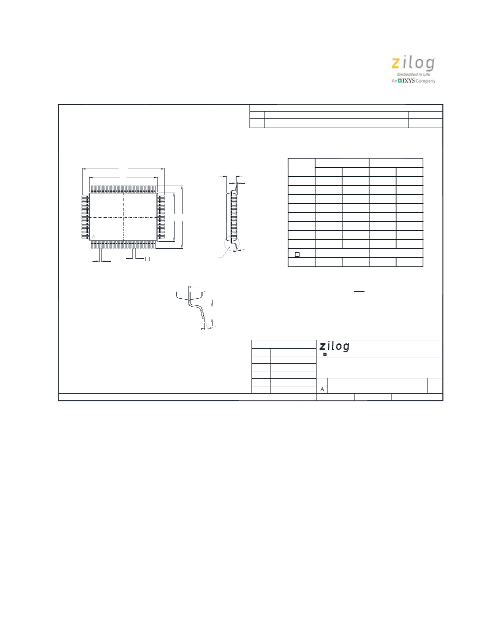 Marketing outline, 80-lead plastic quad flatpack | Zilog Z8PE002 User Manual | Page 16 / 44