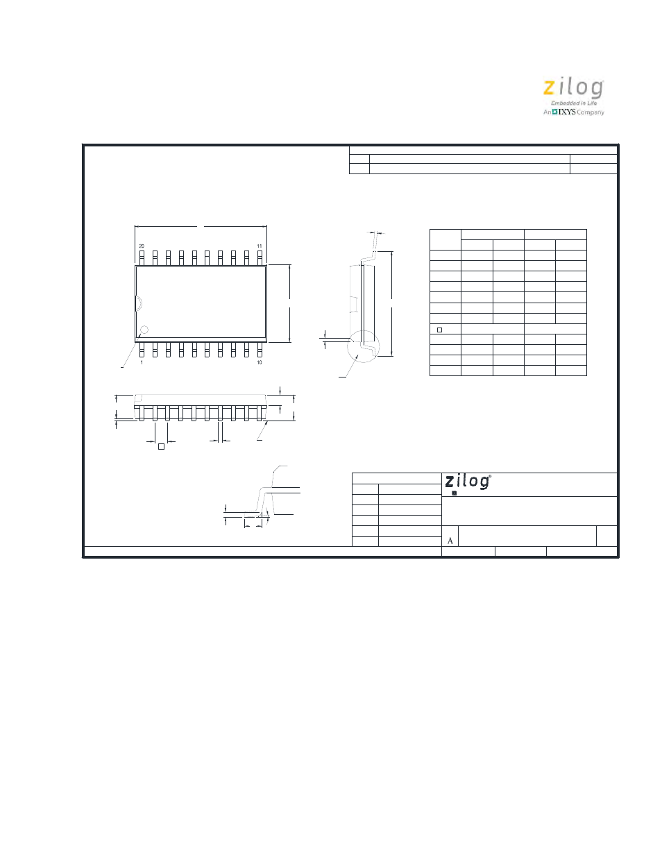 Marketing outline, 20-lead soic | Zilog Z8PE002 User Manual | Page 27 / 44