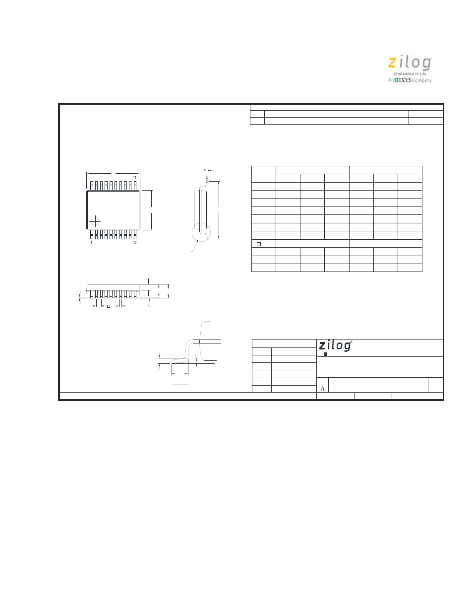 Marketing outline, 20-lead ssop | Zilog Z8PE002 User Manual | Page 29 / 44