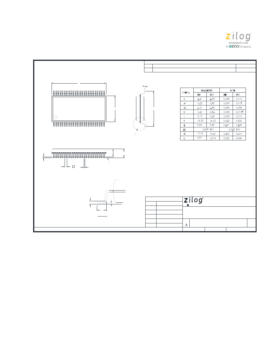 Marketing outline, 48-lead ssop | Zilog Z8PE002 User Manual | Page 31 / 44