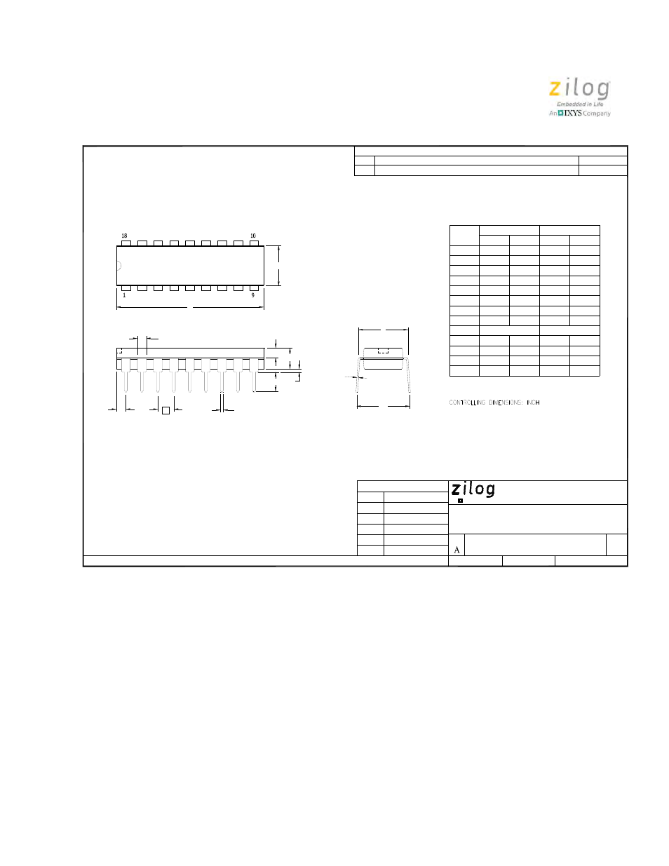 Marketing outline, 18-lead pdip | Zilog Z8PE002 User Manual | Page 6 / 44