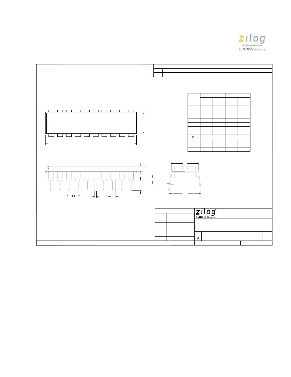 Marketing outline, 20-lead pdip | Zilog Z8PE002 User Manual | Page 7 / 44