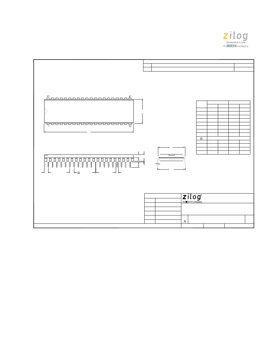 Marketing outline, 40-lead pdip | Zilog Z8PE002 User Manual | Page 9 / 44