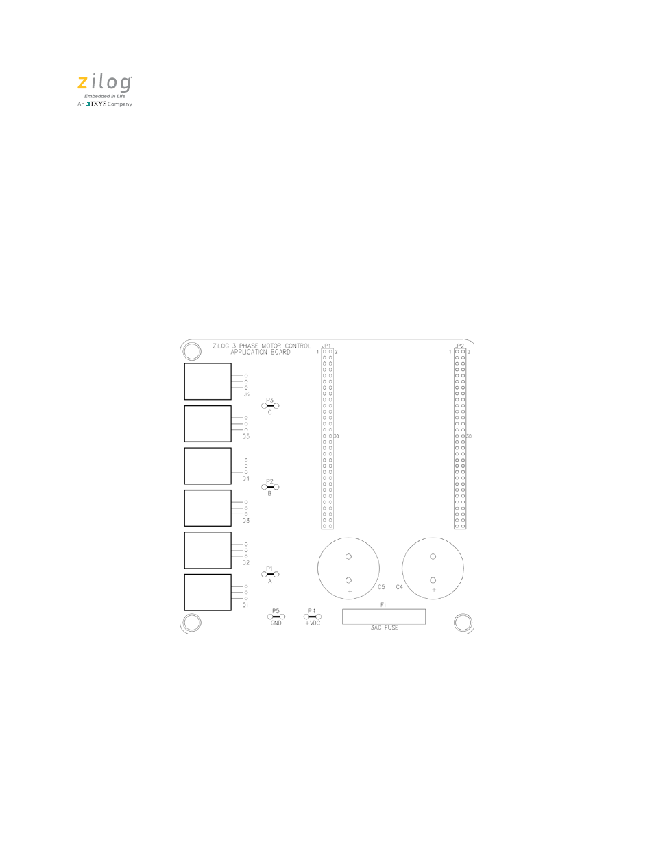 Phase motor control application board, Application board features | Zilog Z16FMC2 User Manual | Page 16 / 26