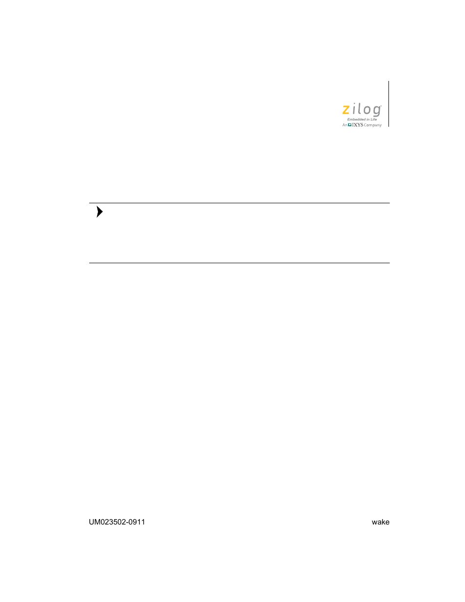 Wake | Zilog ZAURA868 User Manual | Page 42 / 44
