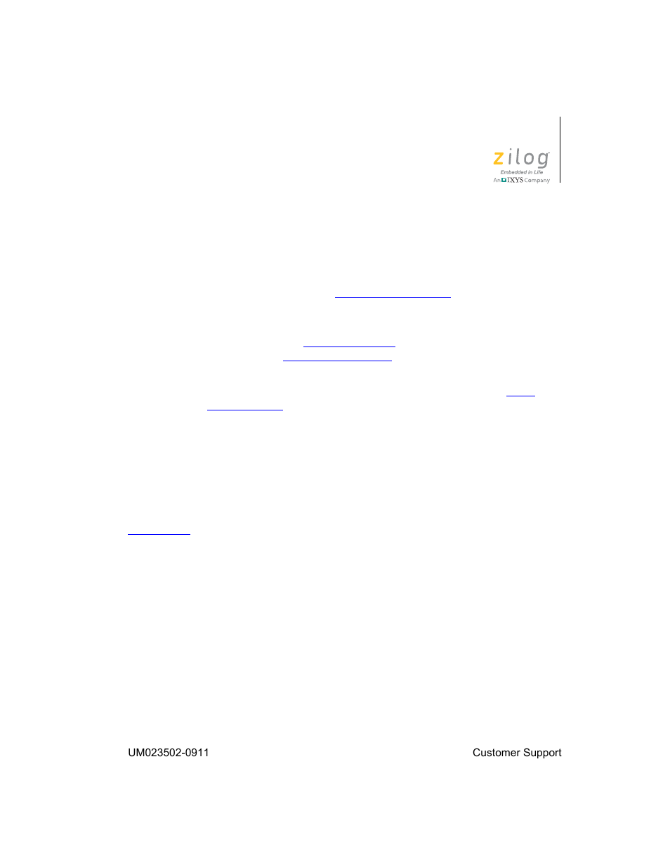 Customer support | Zilog ZAURA868 User Manual | Page 44 / 44