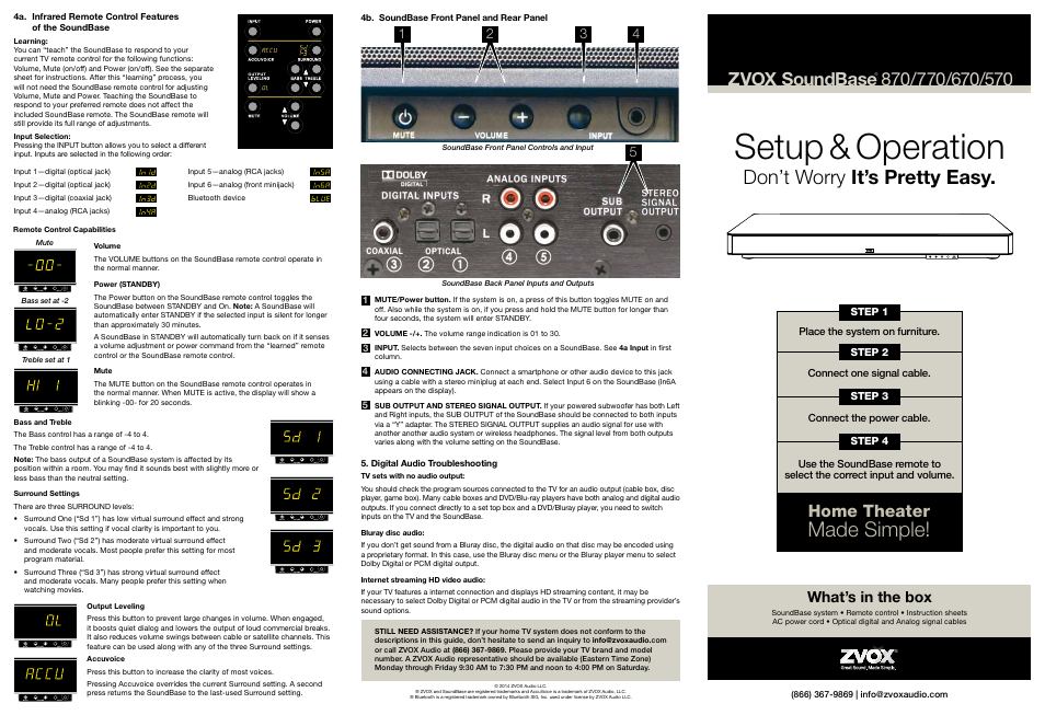 ZVOX Audio SoundBase® 570 User Manual | 2 pages