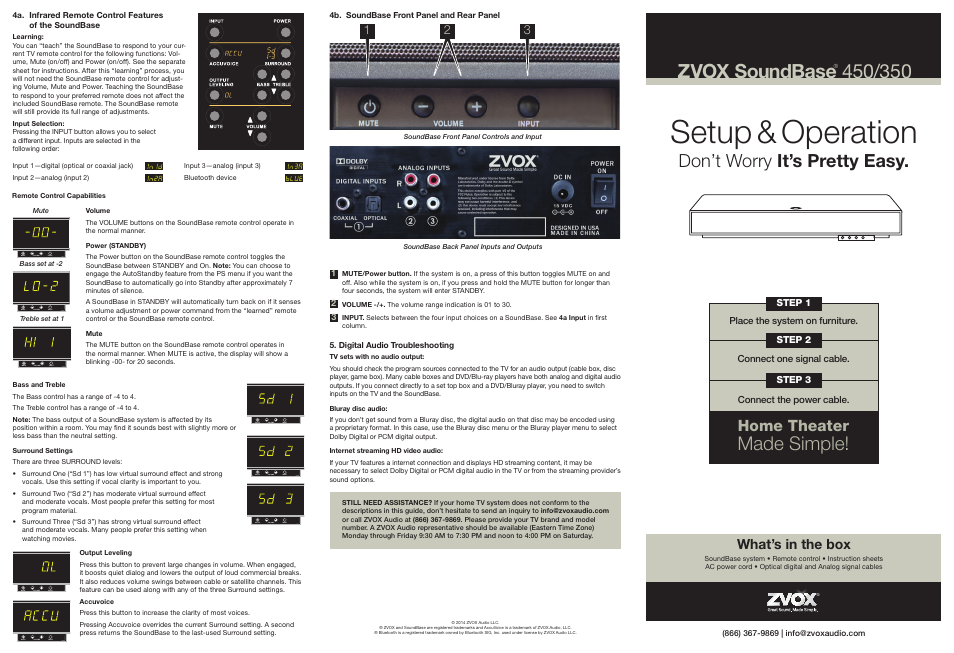 ZVOX Audio SoundBase® 350 User Manual | 2 pages